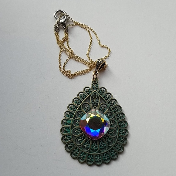 GASOLINE GLAMOUR Jewelry - GYPSY MEDALLION patina drop OPAL XL stone necklace GASOLINE GLAMOUR Jewelry - GYPSY MEDALLION patina drop OPAL XL stone necklace